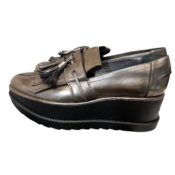 Stuart Weitzman Y2K Platform Preppy Chunky Metallic Gold Loafer Size 9.5M Shoes - Picture 4 of 11